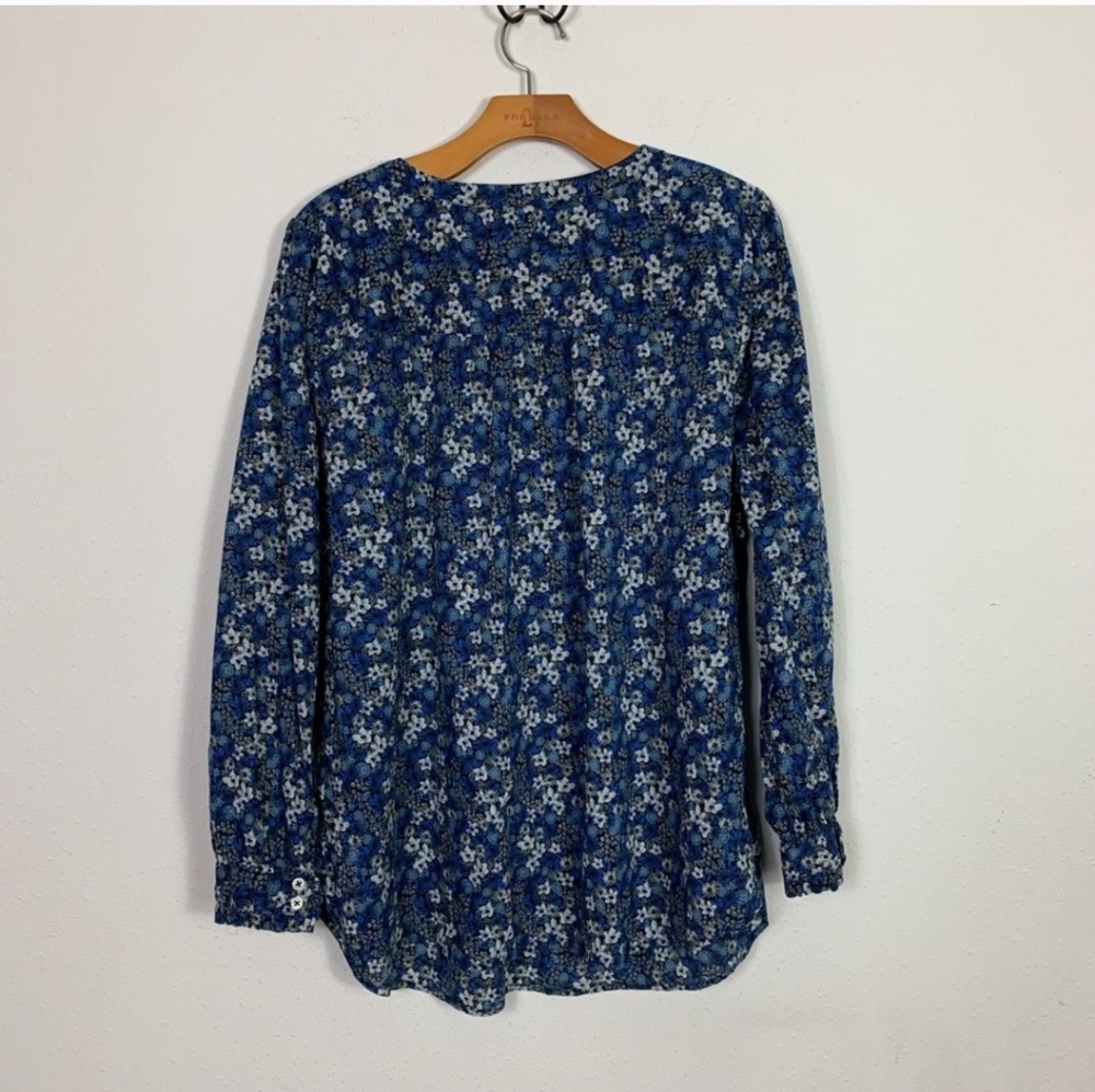 🌞 Talbots Blue 3/4 Sleeve Relaxed Blouse - Picture 5 of 5